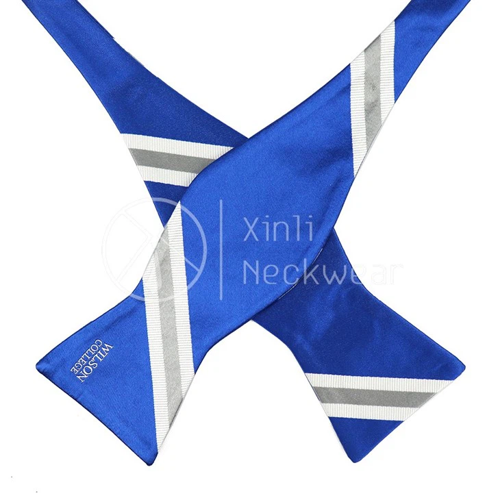 Blue And White Striped Bow Tie